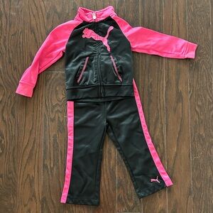 Puma Toddler Girl Pink & Black Track Suit Set | Size: 18 months